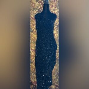 Asymmetrical Black Sequin Dress